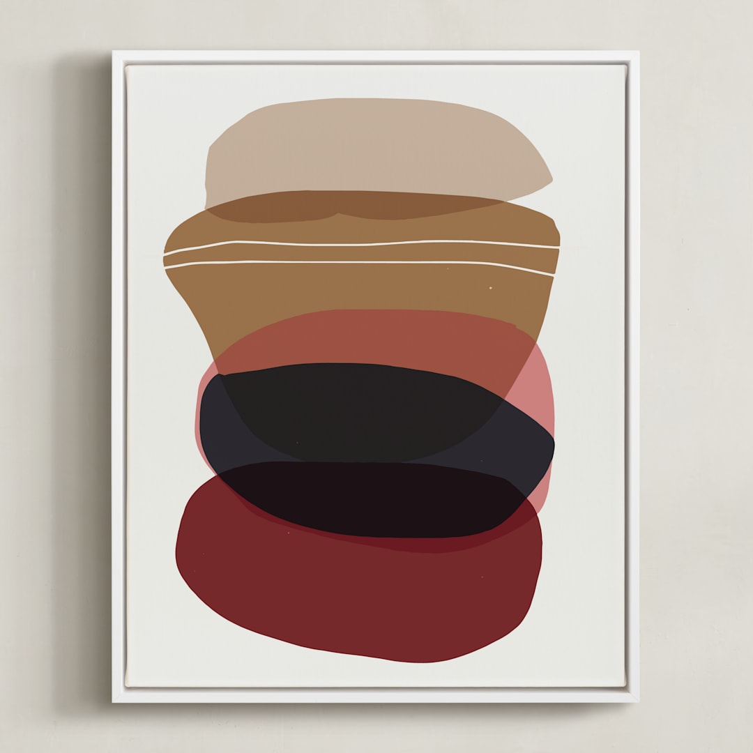 "Blobby Calm" - Art Print in camel red by Svitlana Martynjuk - Framed Canvas