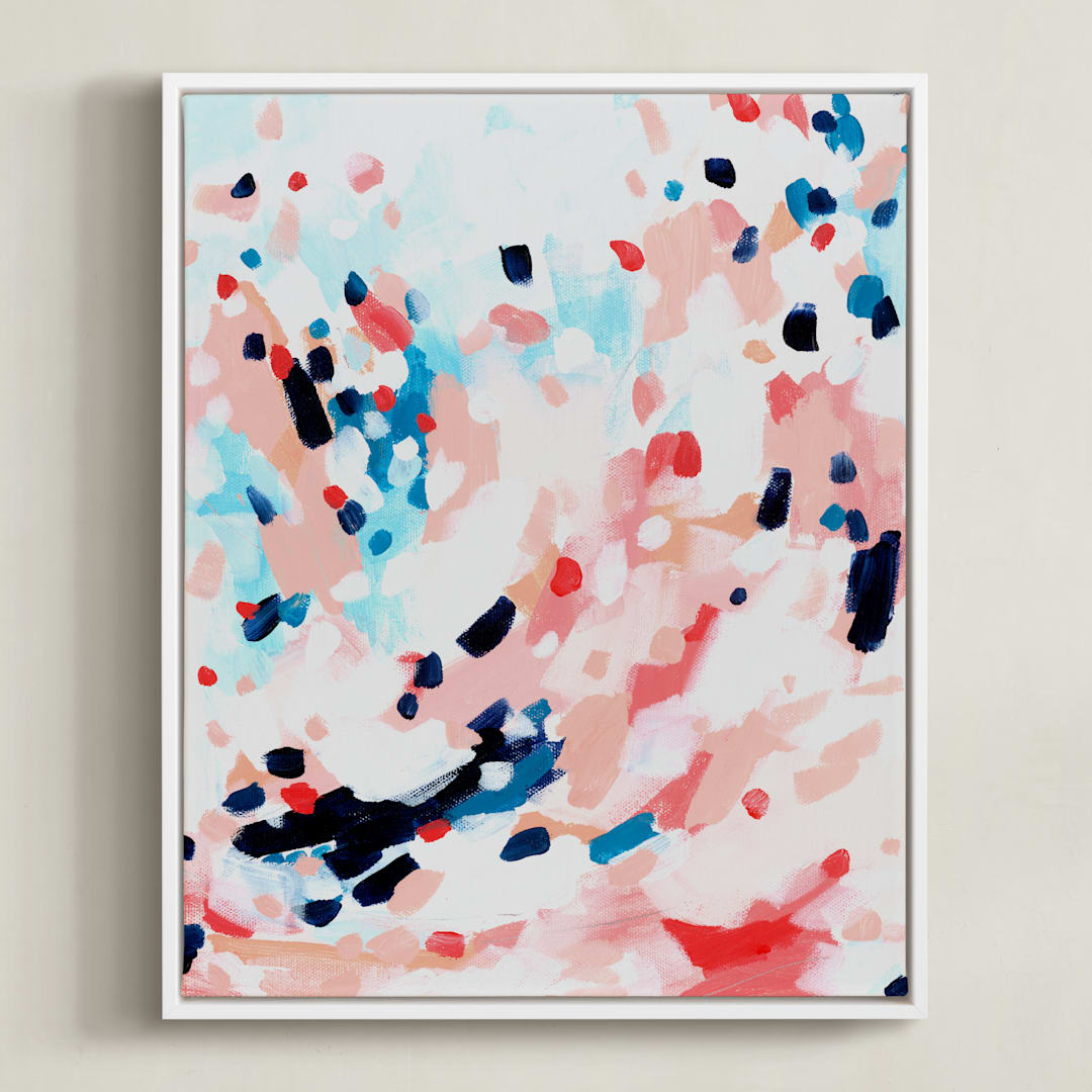 "Grapefruity Too" - Art Print in Coral by Katie Craig - Framed Canvas