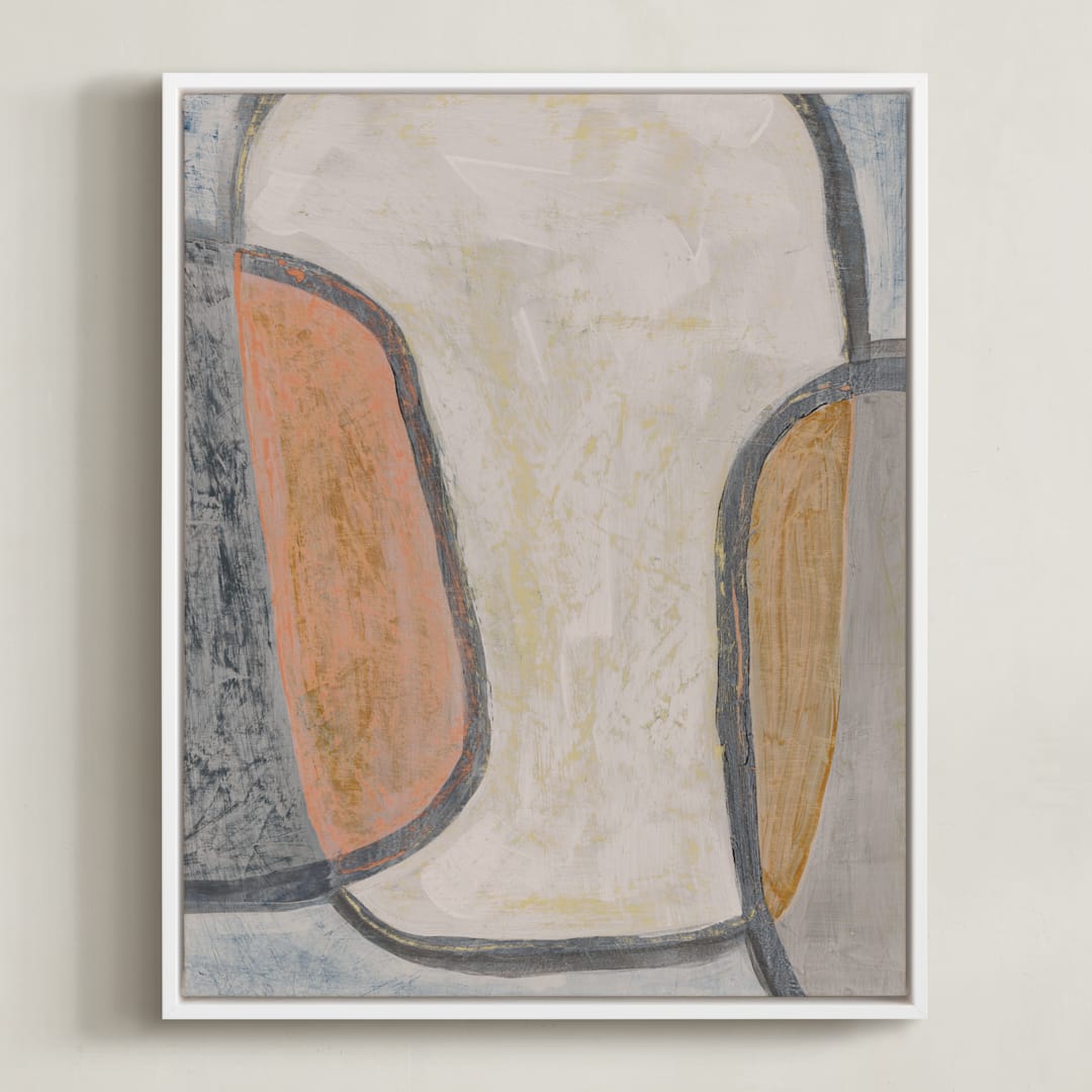 "calm distress" - Art Print in beachy grey by Kate Cawood - Framed Canvas