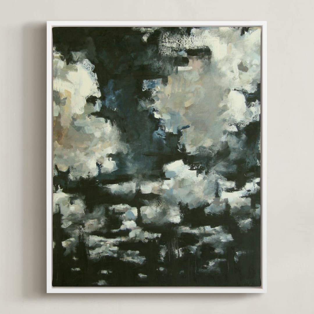 "Night Clouds" - Art Print in Midnight Blue by Kelly Johnston - Framed Canvas