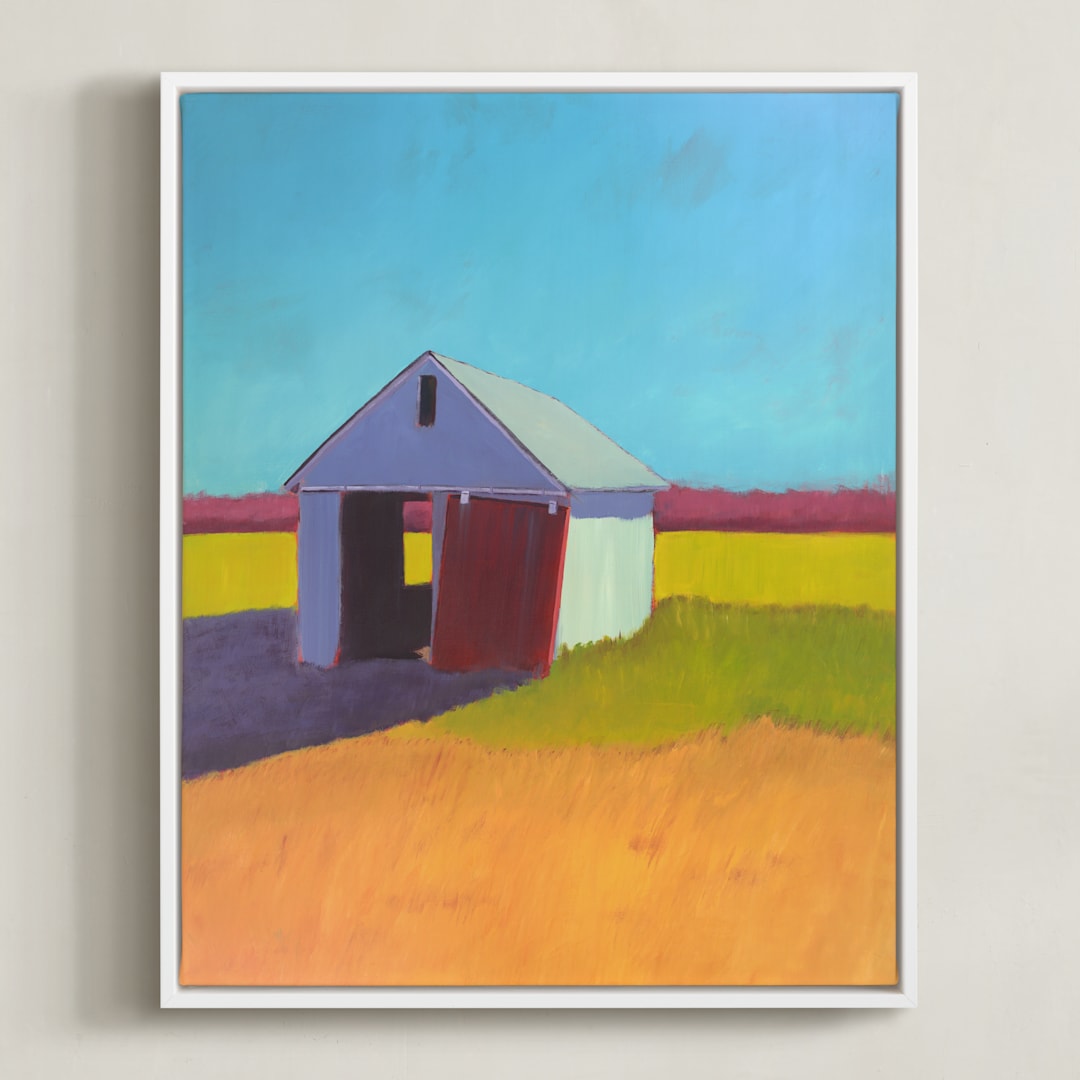 "Pumpkin Shed" - Art Print in Orange Gold by Carol C. Young - Framed Canvas