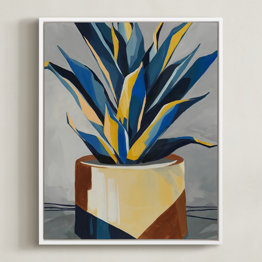 "Get To The Point" - Art Print in Southwest Blue by Marla Beyer - Framed Canvas