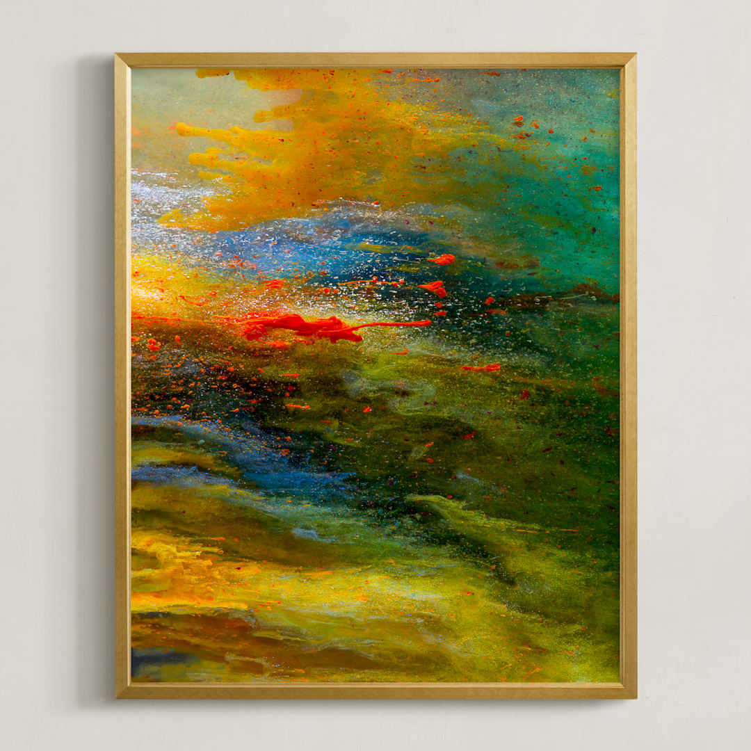 "Aerial Views" - Art Print in Citrus by MGTeevan - Framed