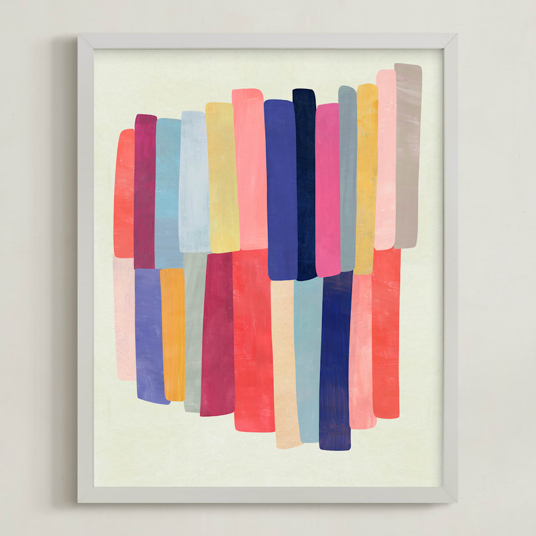 "Barred" - Art Print in White by melanie mikecz - Framed