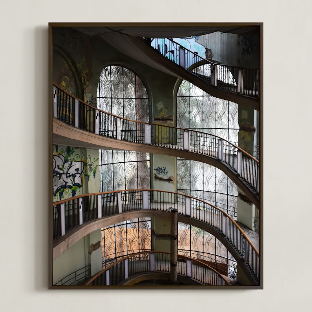 "Abandoned architectural beauty" - Art Print in stone by Greta Staknyte - Framed