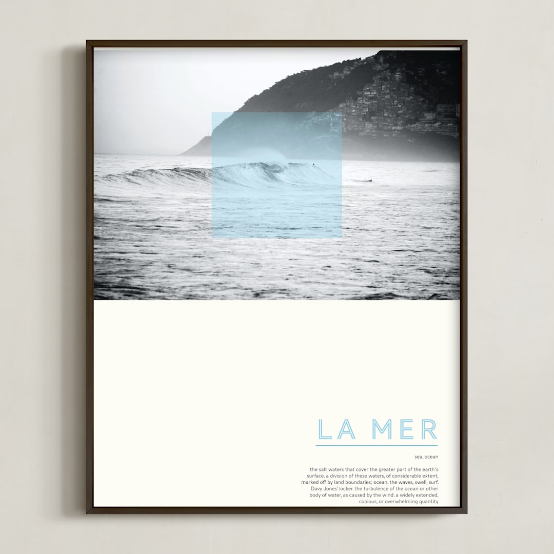 "La Mer" - Art Print in Sea Blue by WHALEN - Framed
