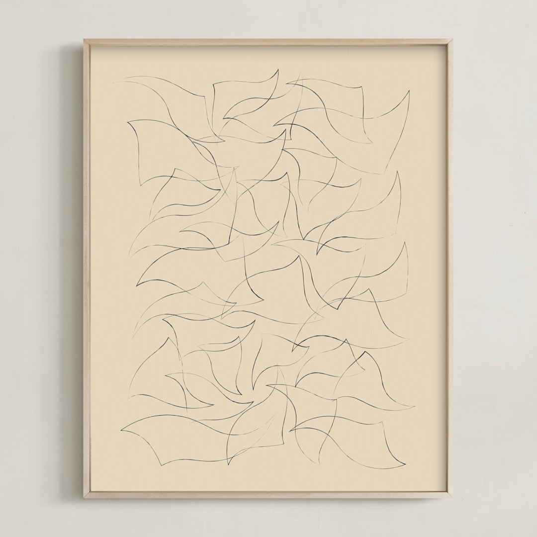 "Flock" - Art Print in Sand by Yohaku Oshima - Framed