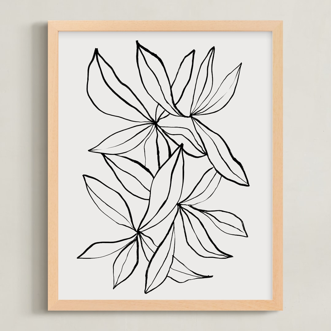 "tranquil leaves" - Art Print in Linen by Cass Loh - Framed