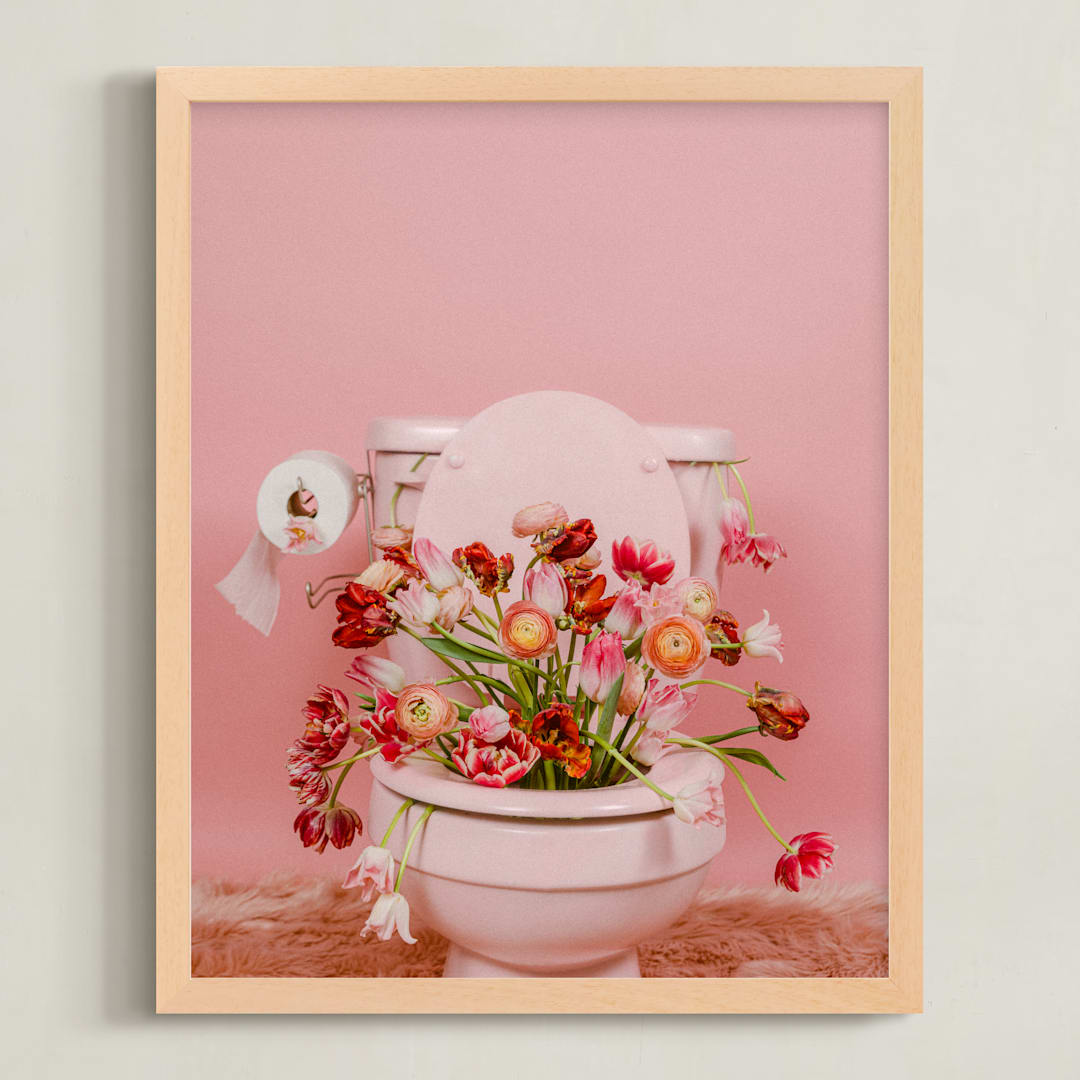 "Fertile Blooms" - Art Print in Tulip Field Pink by Theresa Bear - Framed