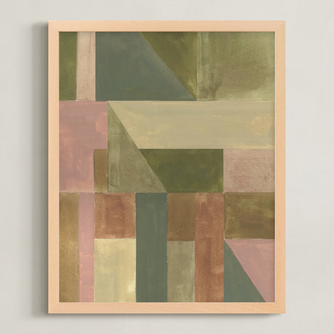 "Abstract geometry I" - Art Print in Moss Green by Lucrecia Caporale - Framed