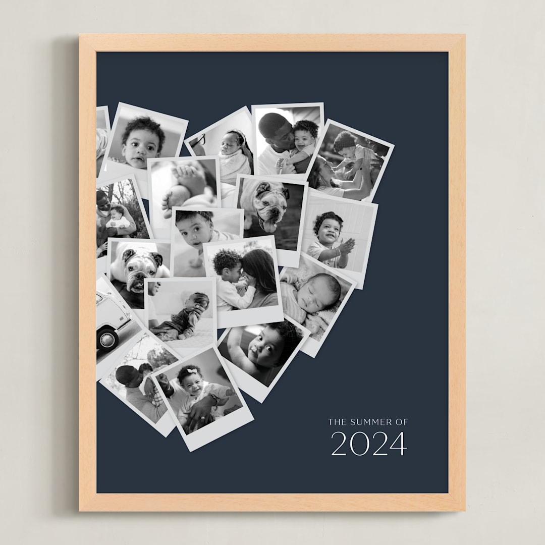 "Modern Heart Snapshot Mix® Cool Tones" - Framed Photo in Midnight Blue by Minted - Framed