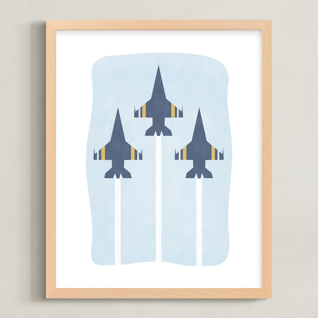 "Air Show" - Art Print in Sunshine by Jen Tips - Framed