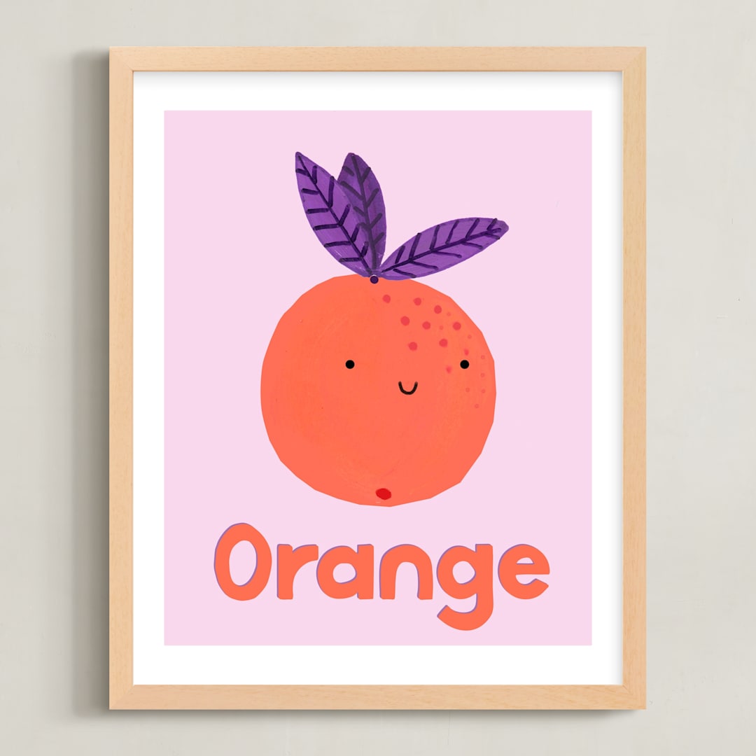 "My Fruity Family II" - Art Print in Light Pink by Marta Crea - Framed