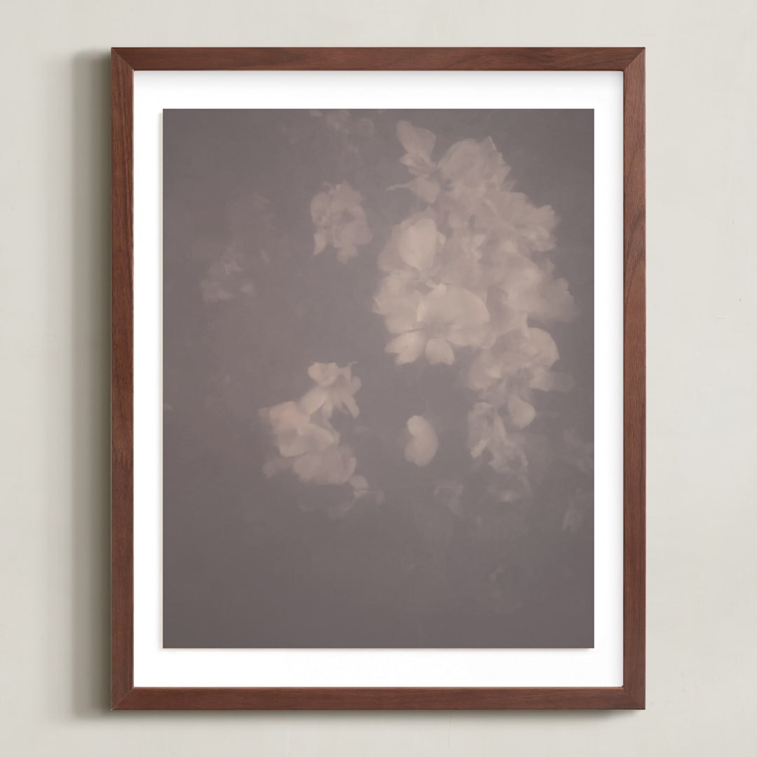"Hazed Florals 1" - Art Print in Dusty Burgundy by Baumbirdy - Framed