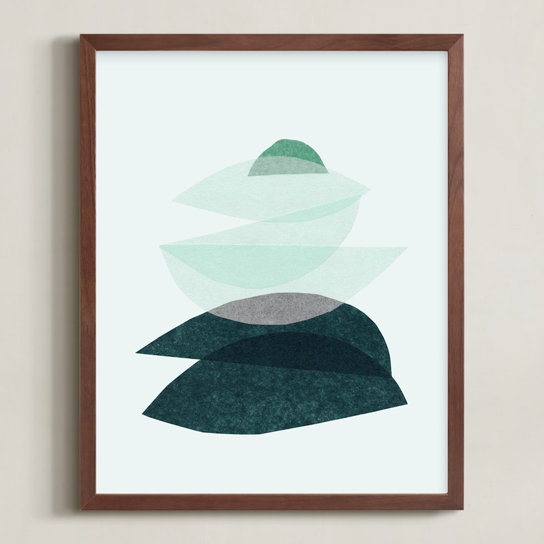"paper blossoms II" - Art Print in sea glass by Carrie Moradi - Framed