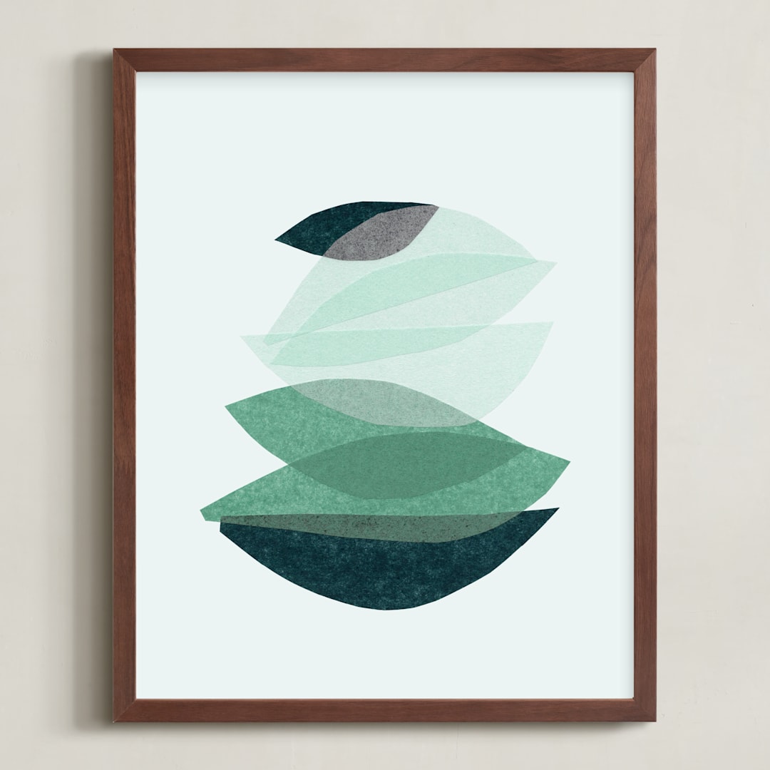 "paper blossoms I" - Art Print in sea glass by Carrie Moradi - Framed