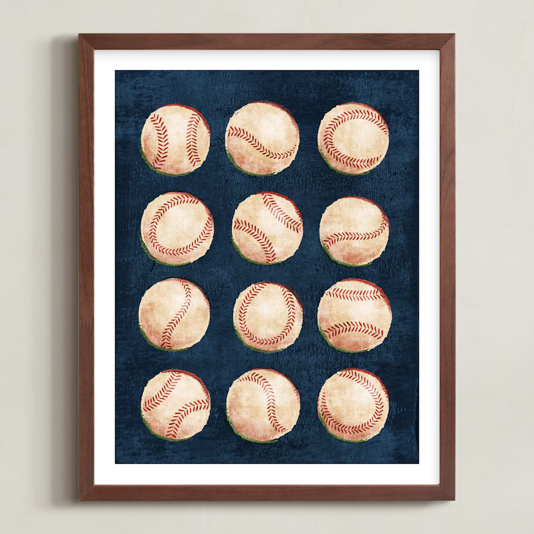 "Dinger 1 Spin Cycle" - Art Print in Navy by Kamala Nahas - Framed
