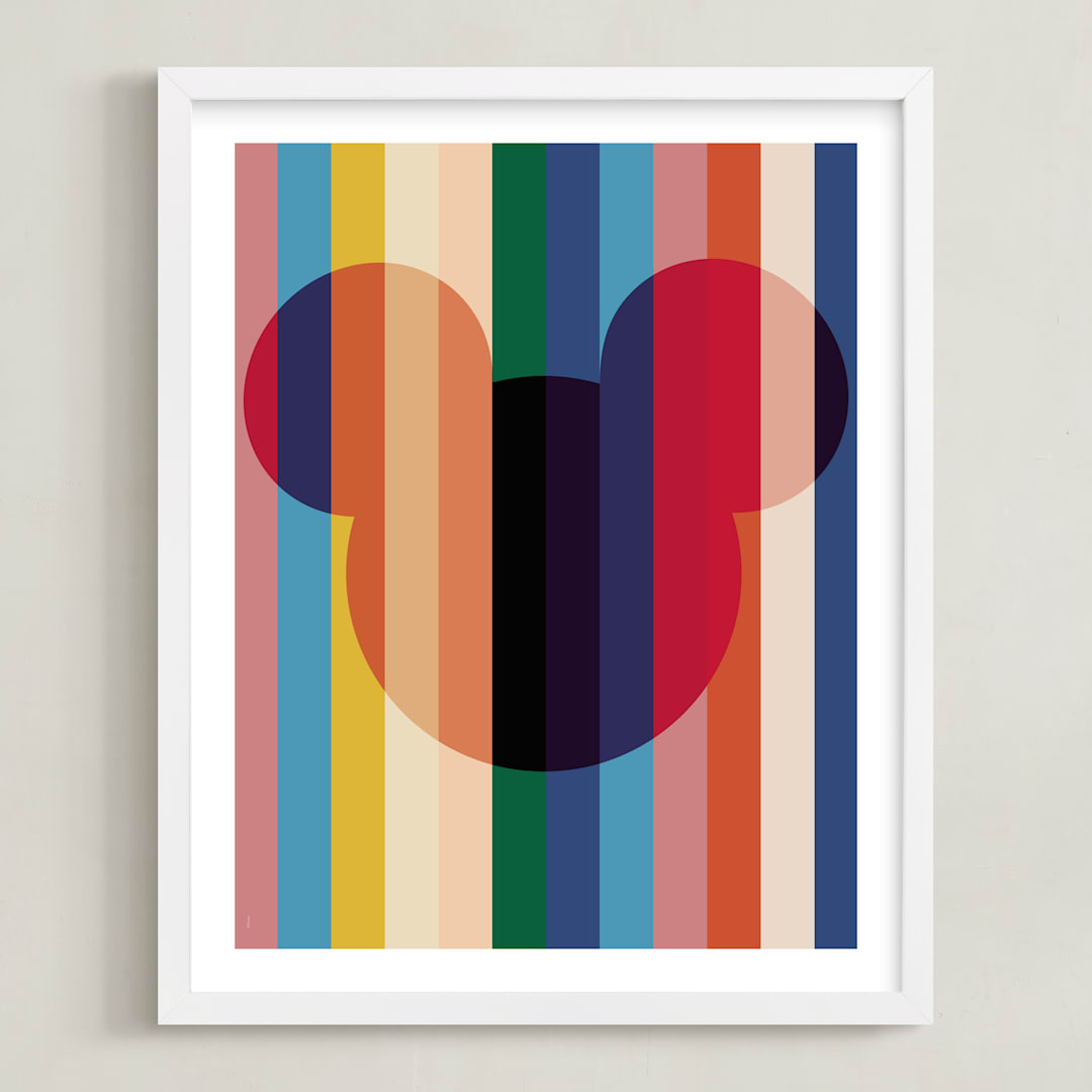 "Bright Stripes" - Art Print in Rainbow by Baumbirdy - Framed