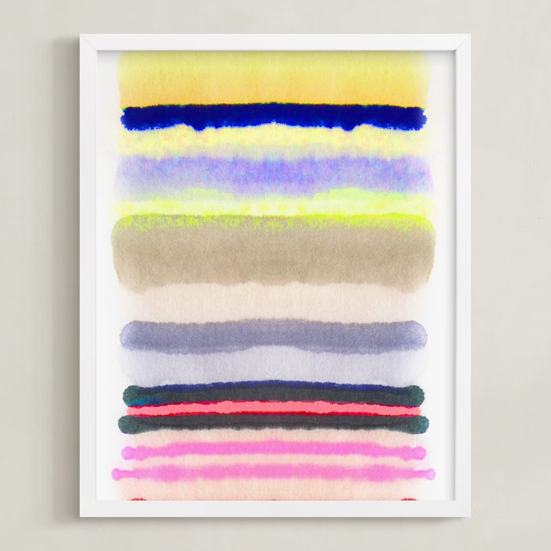"Behind The Veil" - Art Print in Hot Yellow by HAPI ART - Framed