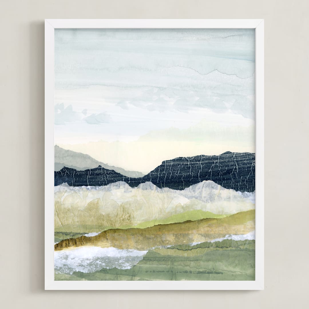 "Sapphire Ridge 2" - Art Print in Deep Blue by Lara Eckerman - Framed
