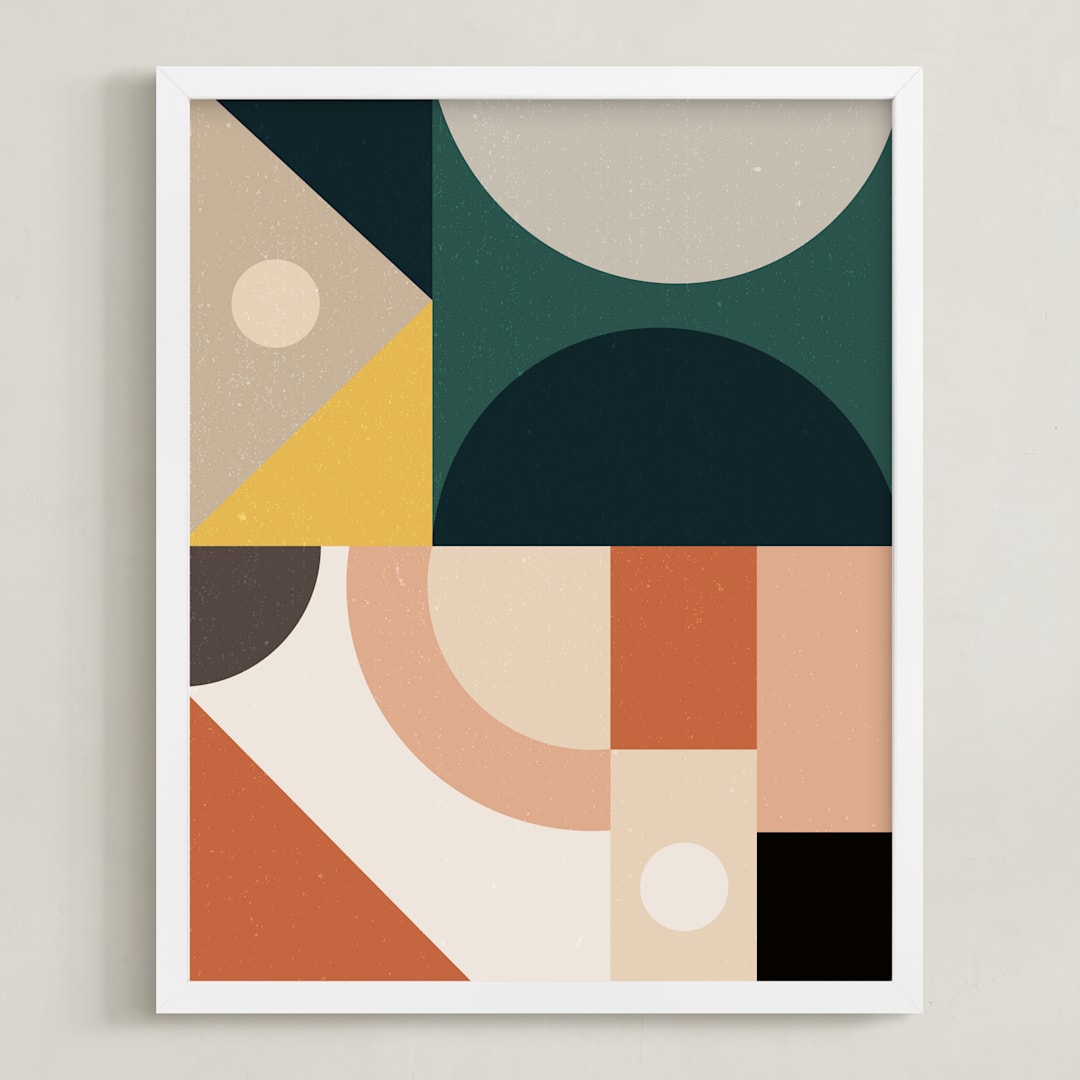 "Mid Century Jungle II" - Art Print in Jade by Maria Alou - Framed