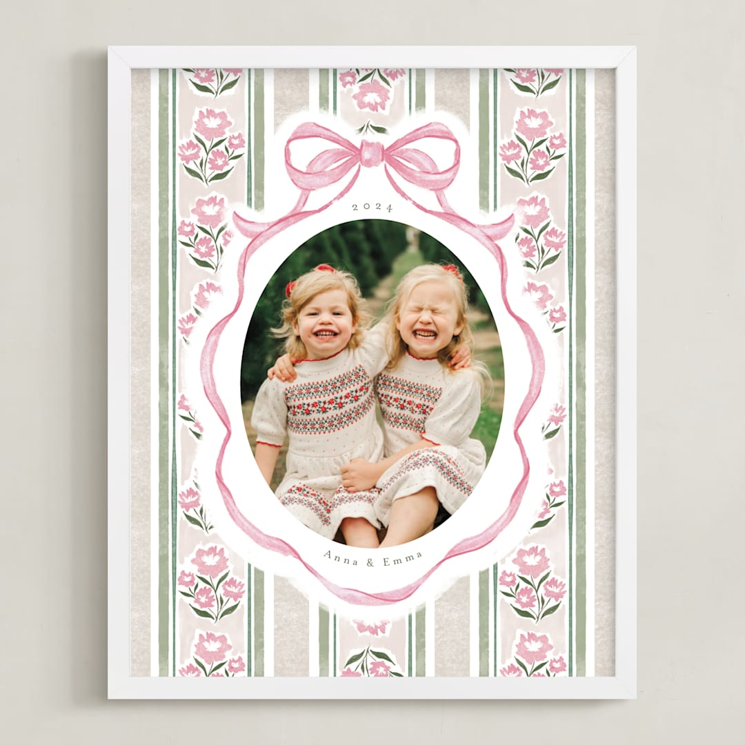 "Holiday Ribbon: Portrait Framed Photo" - Framed Photo in Peony by Jackie Crawford - Framed