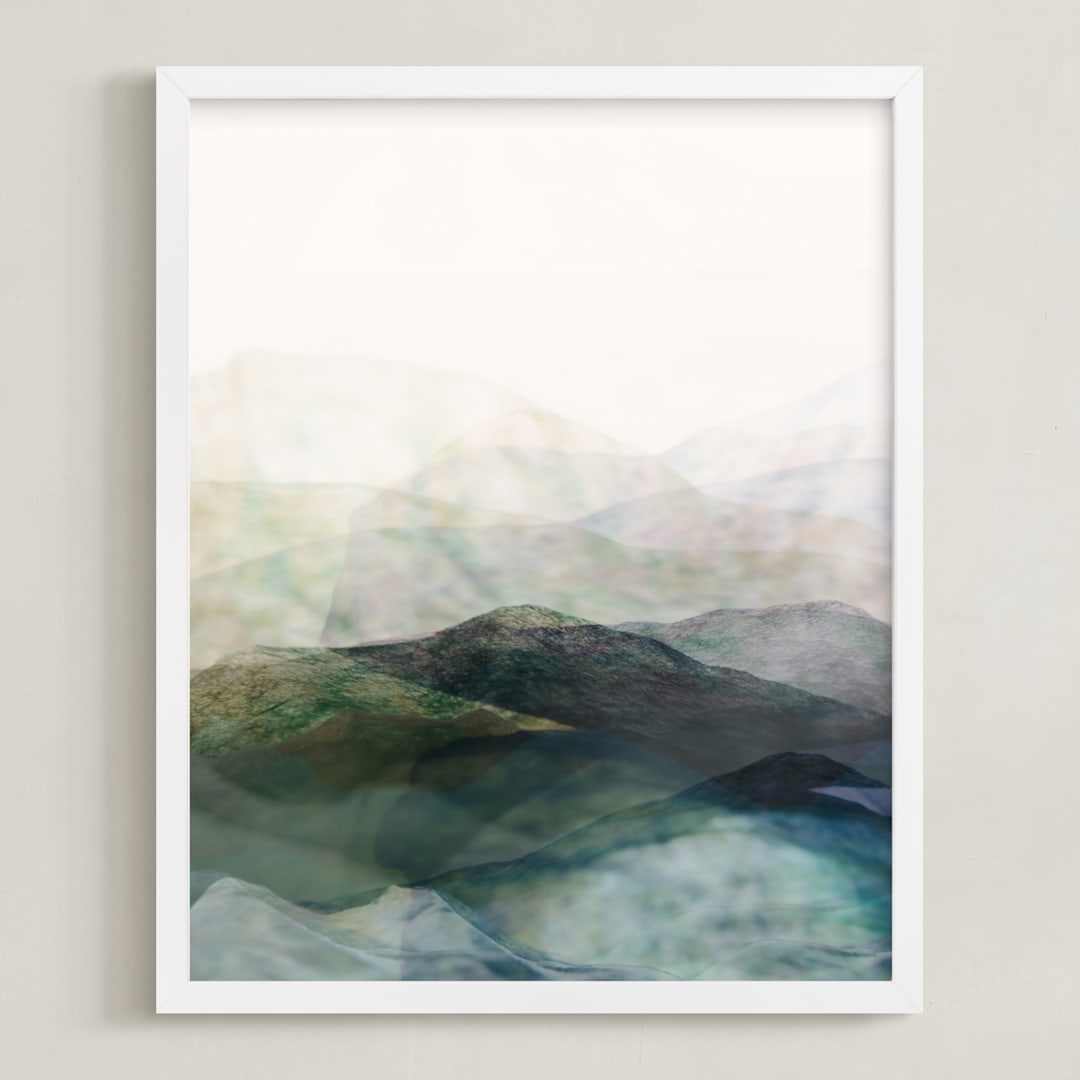"Finding Balance No.2" - Art Print in Emerald by Karen Kardatzke - Framed