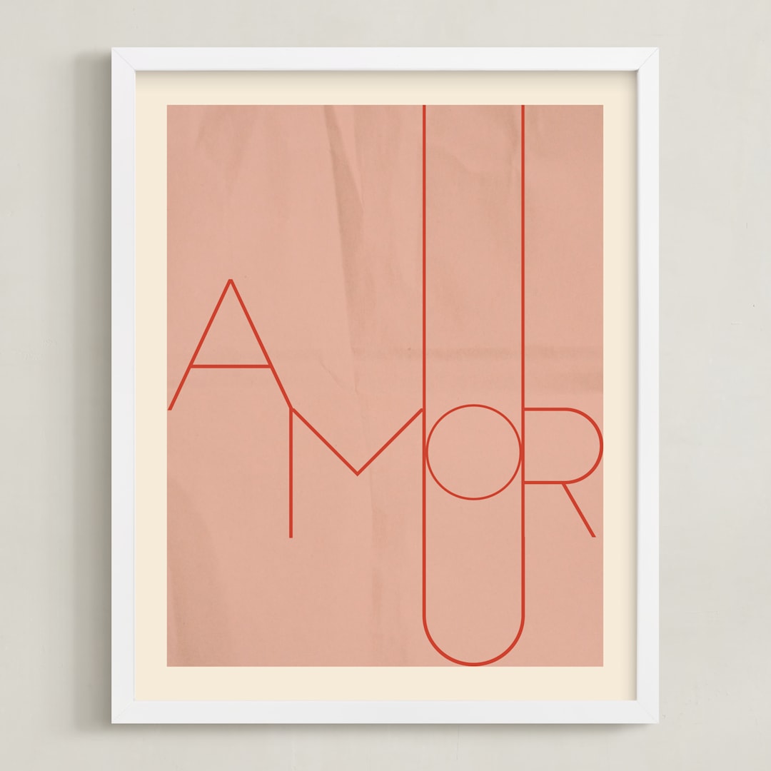 "Amour" - Art Print in blush by Morgan Kendall - Framed