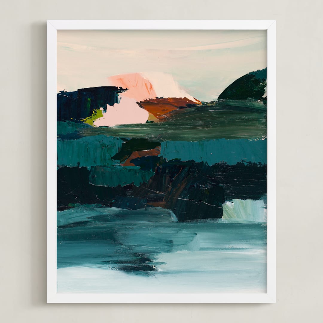 "Curacao" - Art Print in Turquoise blue by Caryn Owen - Framed