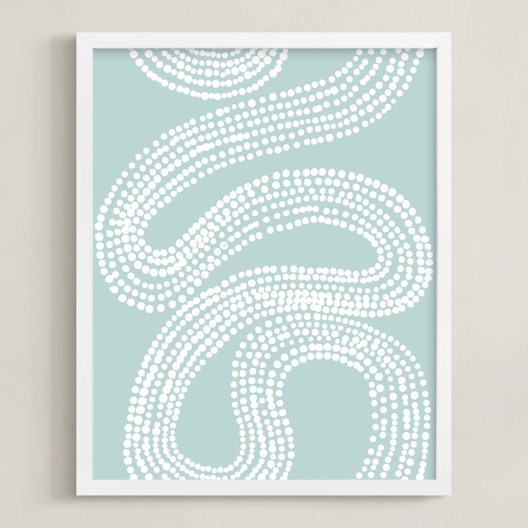 "River of Dots" - Art Print in light blue by Jorey Hurley - Framed
