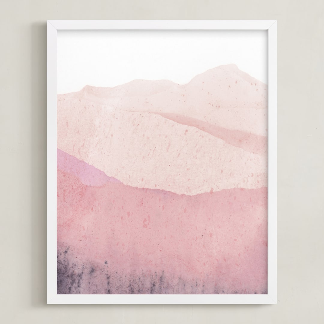 "Mountain Range" - Art Print in Beige Pink by Sadie Holden - Framed