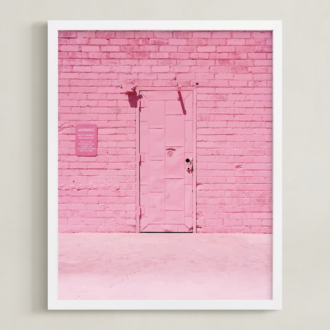 "The Pink Door" - Art Print in Pink by Jenna Gibson - Framed