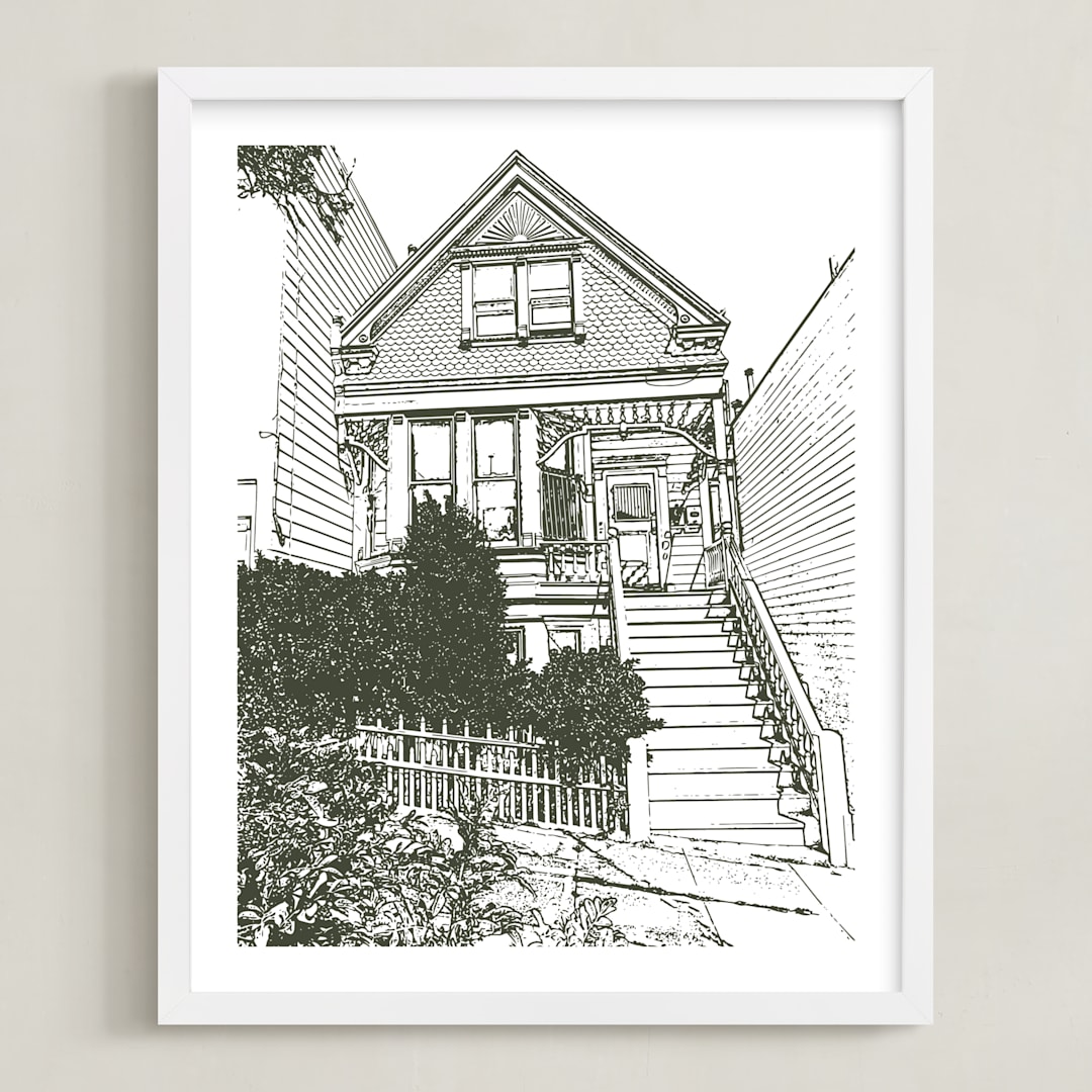"House: Portrait White Border Custom Print" - Custom Print in Olive Shadow by Minted - Framed