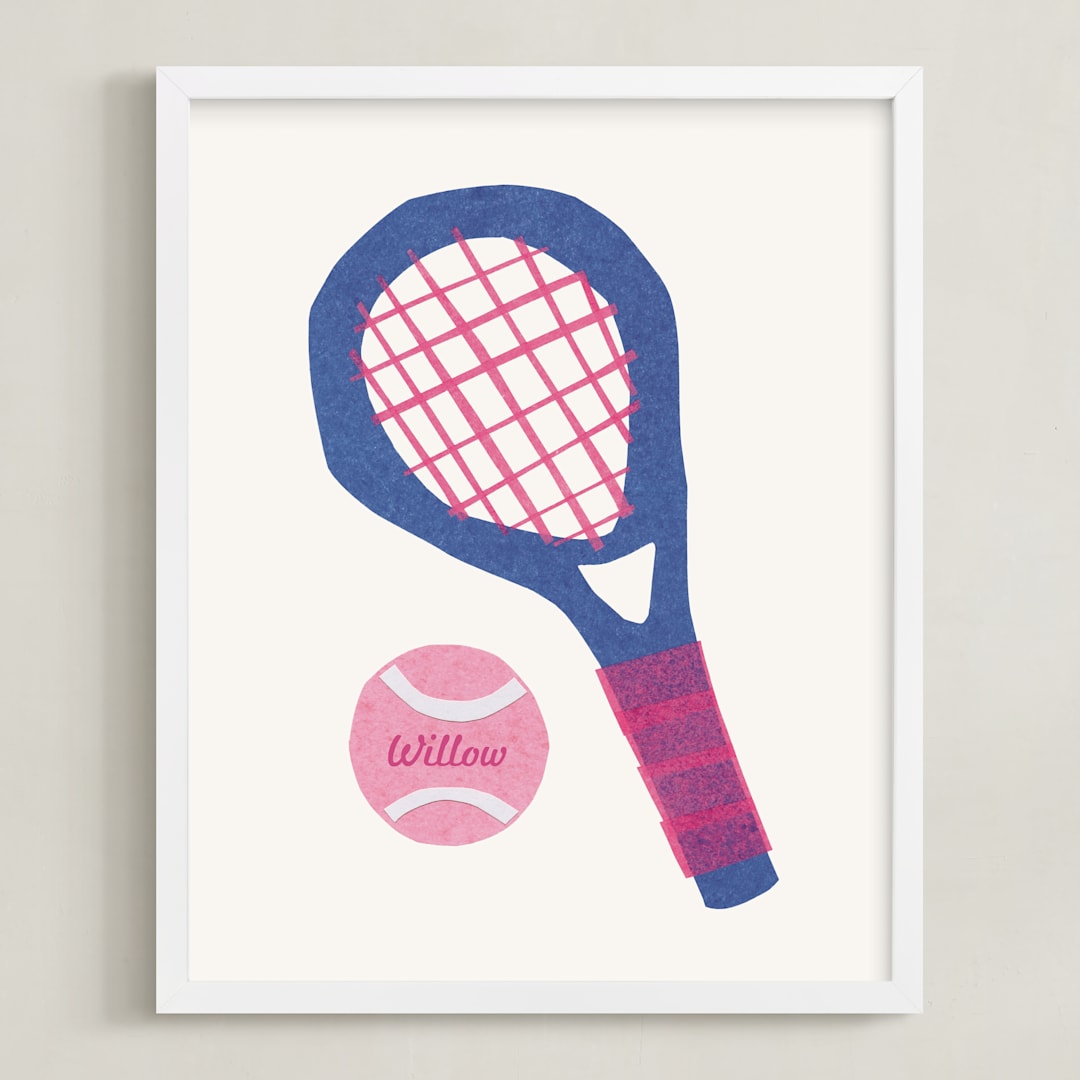 "Electric Sports 1" - Personalized Art Print in Cobalt by Carrie Moradi - Framed