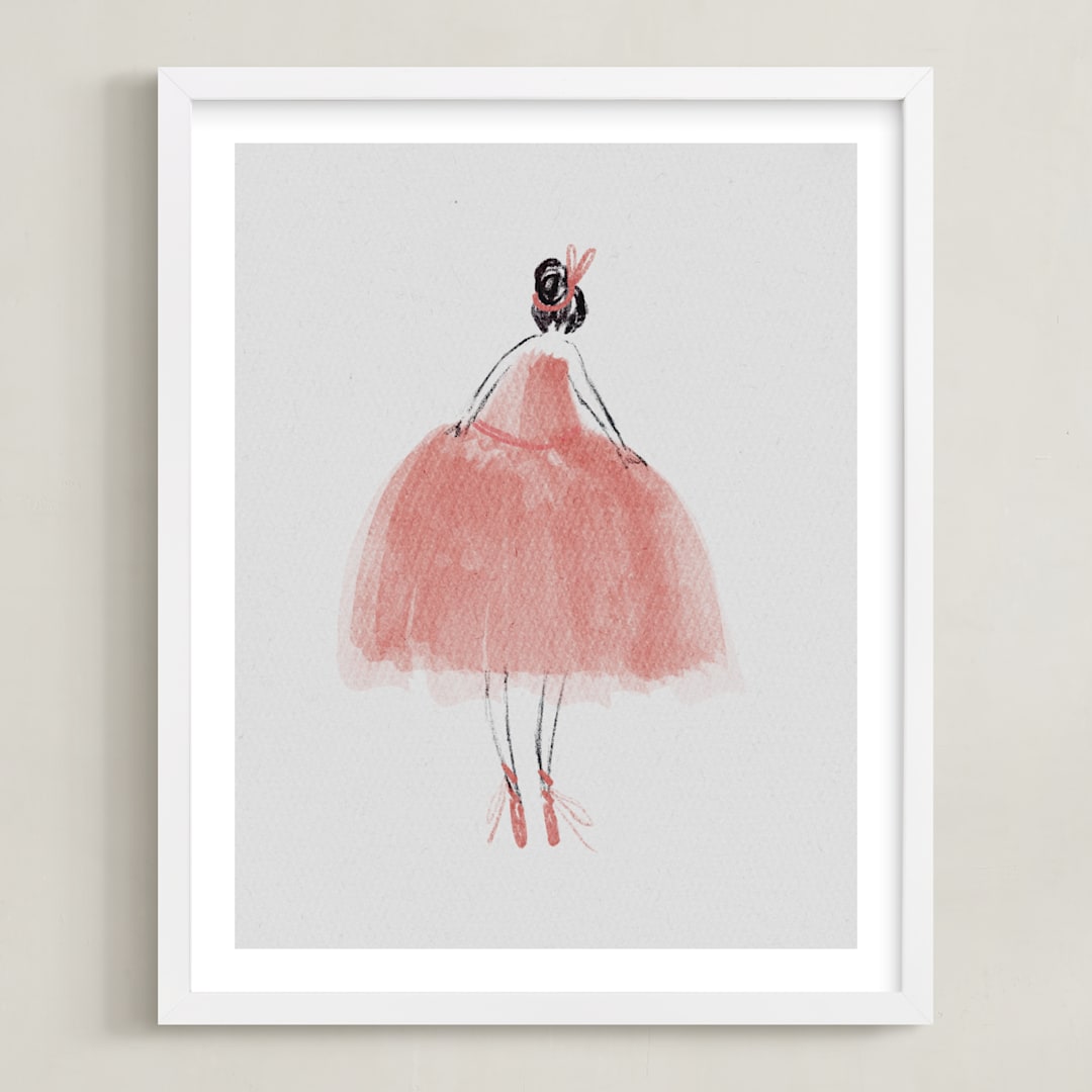 "Painted Ballerina" - Art Print in rose by Grae - Framed
