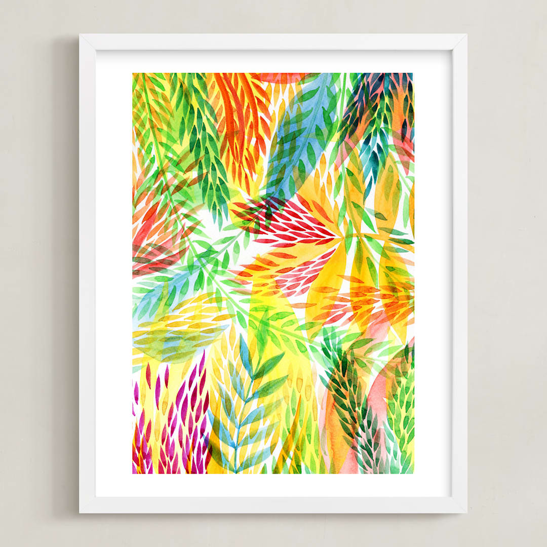 "Tropical" - Art Print in Sunny yellow by Alexandra Dzh - Framed