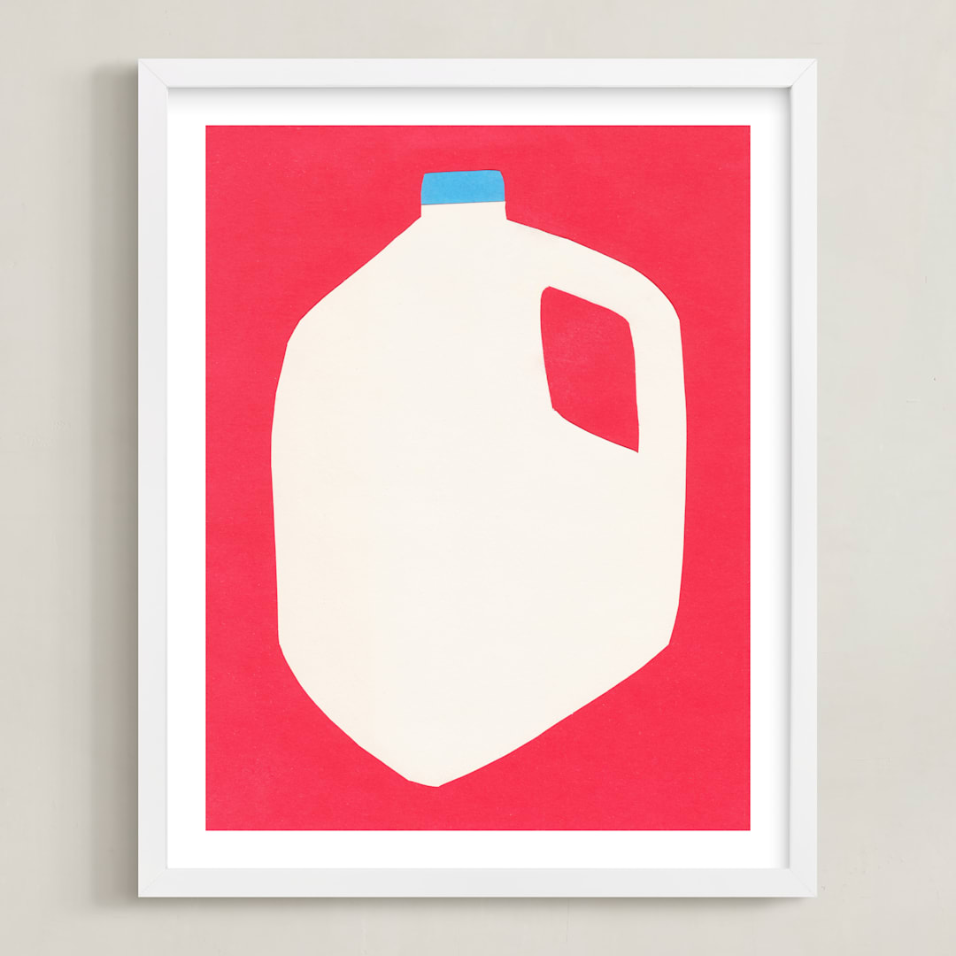 "Two Percent Milk" - Art Print in Cherry by Elliot Stokes - Framed