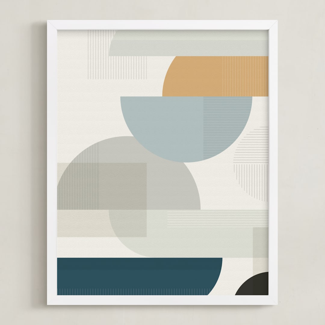"Shuffle Series Uptown" - Art Print in Moody Blue by Jennifer Morehead - Framed