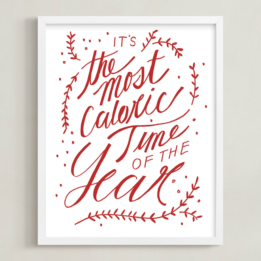 "Holiday Humor" - Art Print in Festive Red by Katie Craig - Framed
