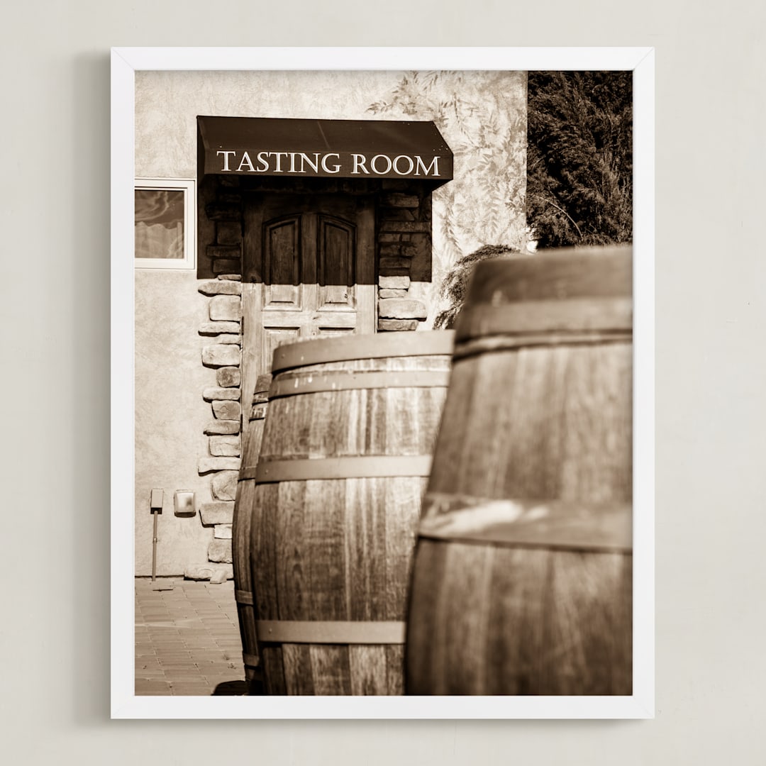 "Tasting Room" - Art Print in Warm Sepia by Shannon Howard - Framed
