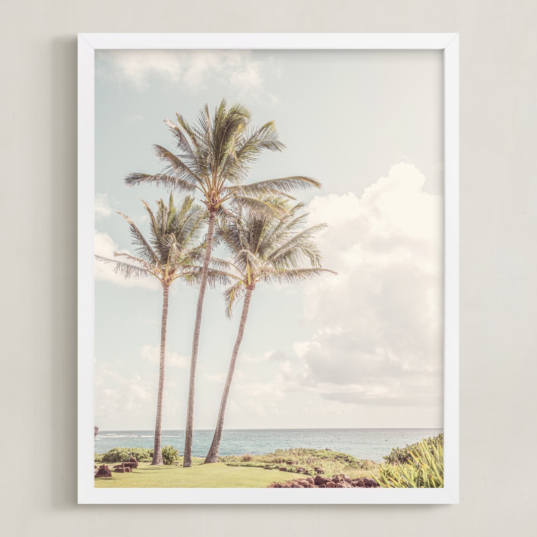"Makai" - Art Print in Sky Blue by Three Kisses Studio - Framed