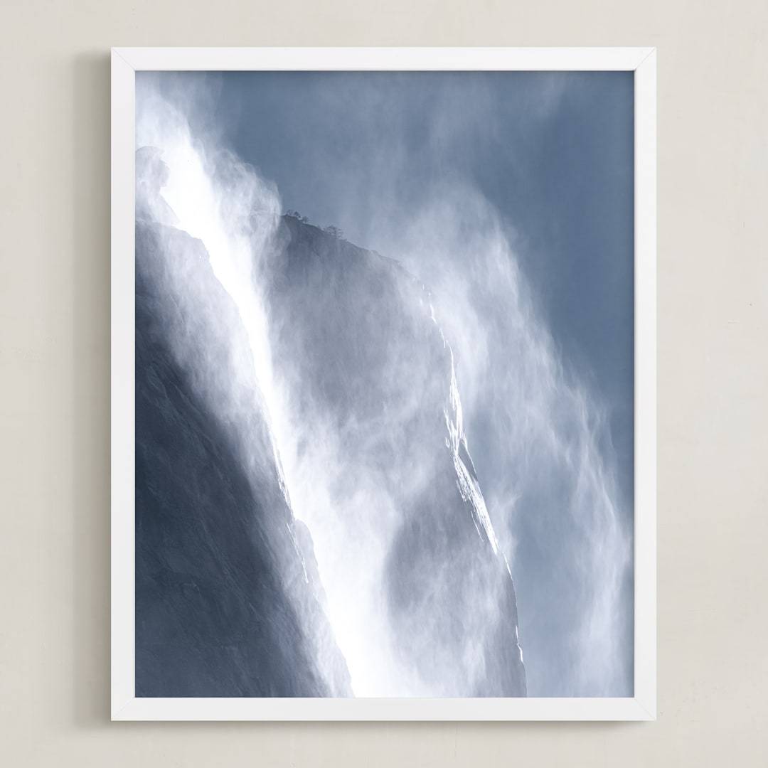 "Yosemite Mist II" - Art Print in Stonewashed Denim by Courtney Crane - Framed
