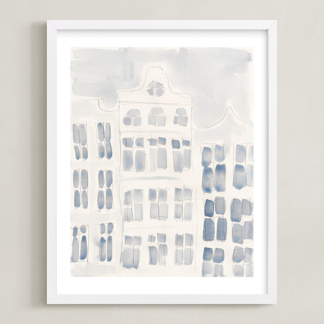 "skyscraper" - Art Print in White by Susanne Kasielke - Framed
