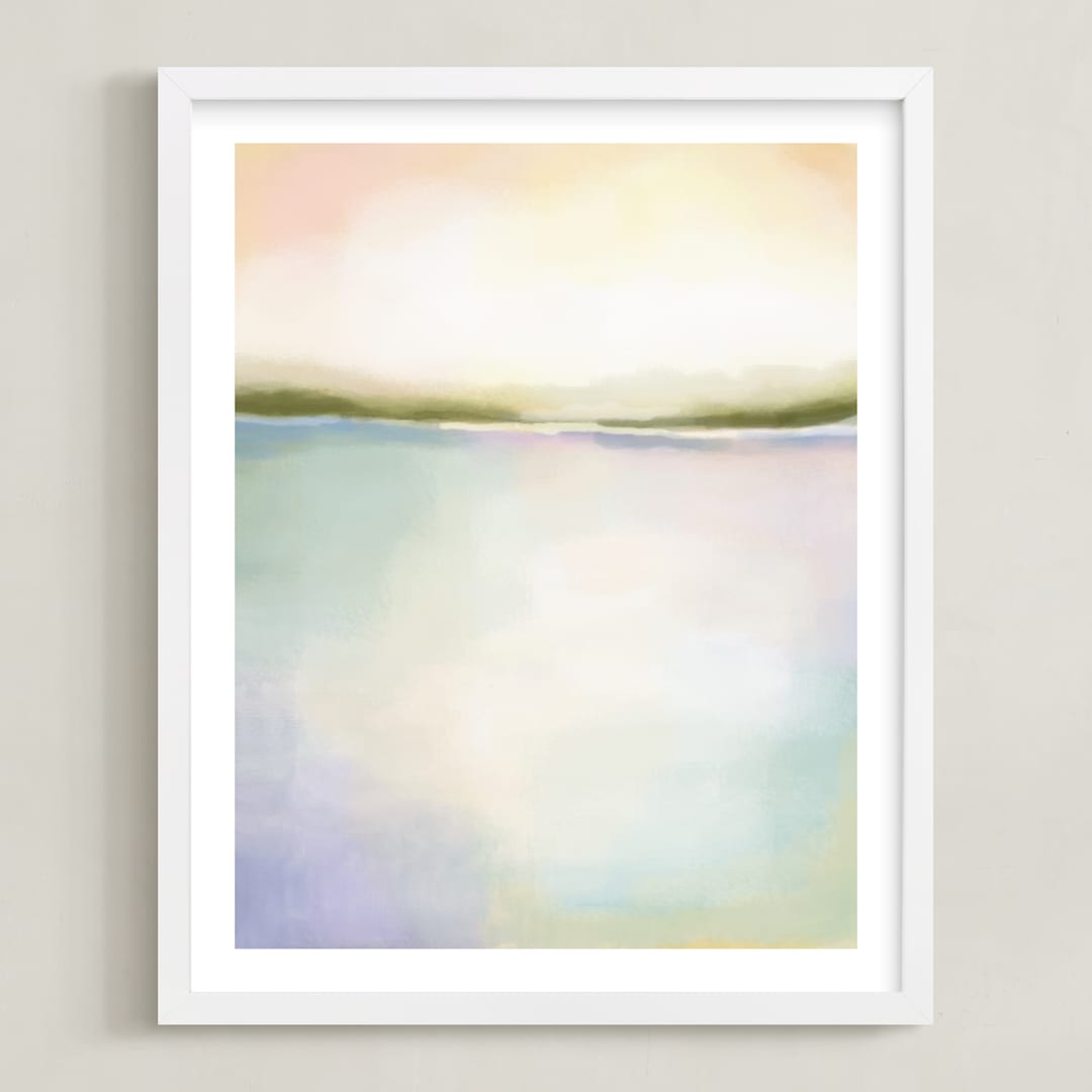 "Coral Bay" - Art Print in Coral Pink by AlisonJerry - Framed