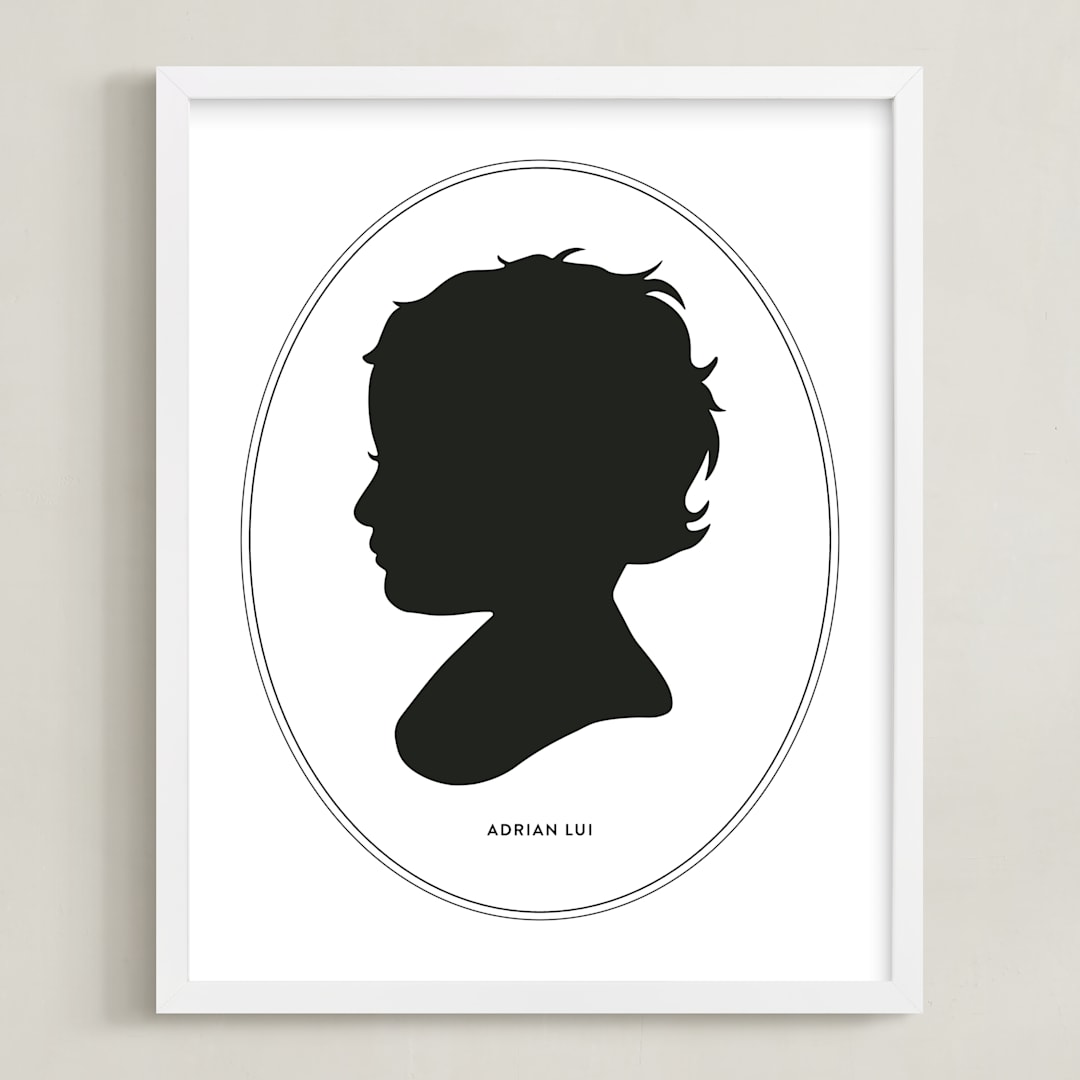 "Cameo Silhouette: Custom Print" - Custom Print in Black by Minted - Framed