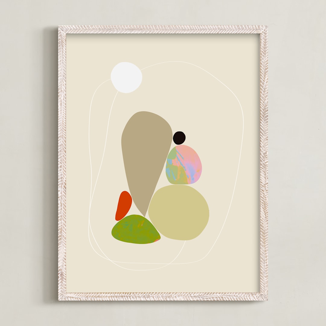 "Poetic Shapes 1" - Art Print in Fresh Linen by Dominique Vari - Framed