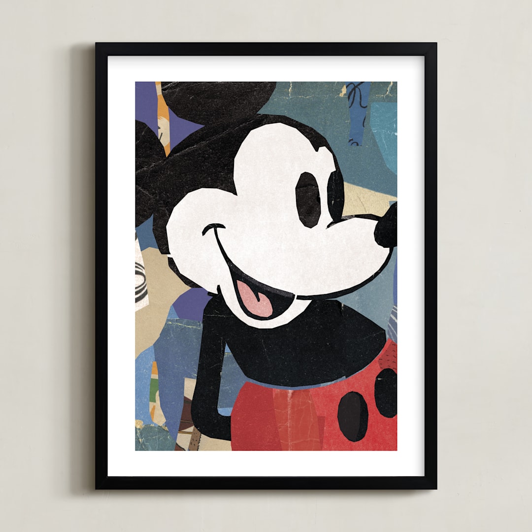 "Paper Mickey" - Art Print in Black by Sumak Studio - Framed