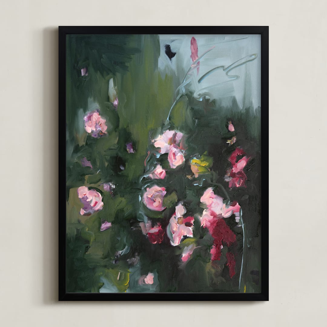 "Dancing in the Green" - Art Print in Green by Mary Ketch - Framed