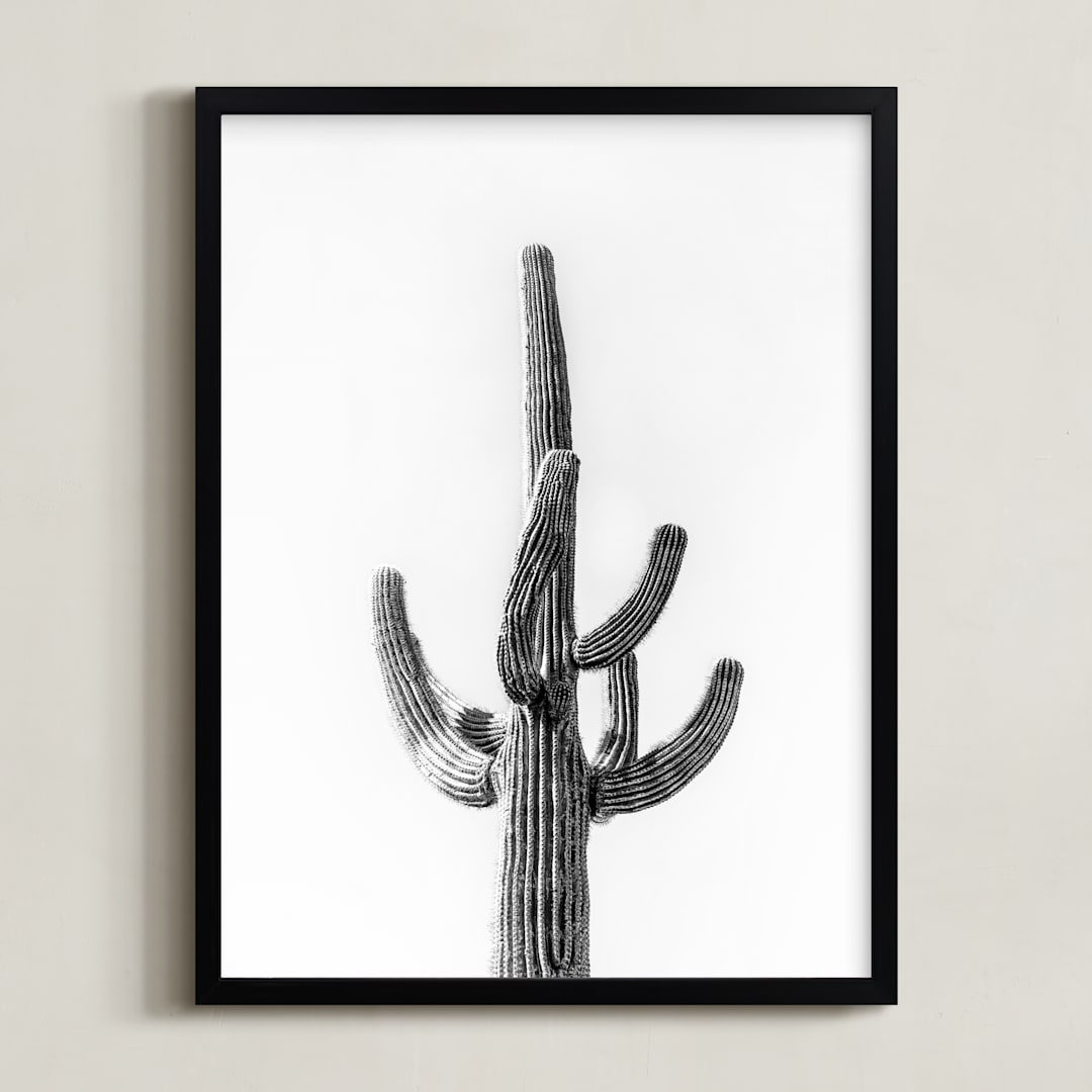 "Lone Cactus" - Art Print in Black and white by Ellen Schlegelmilch - Framed