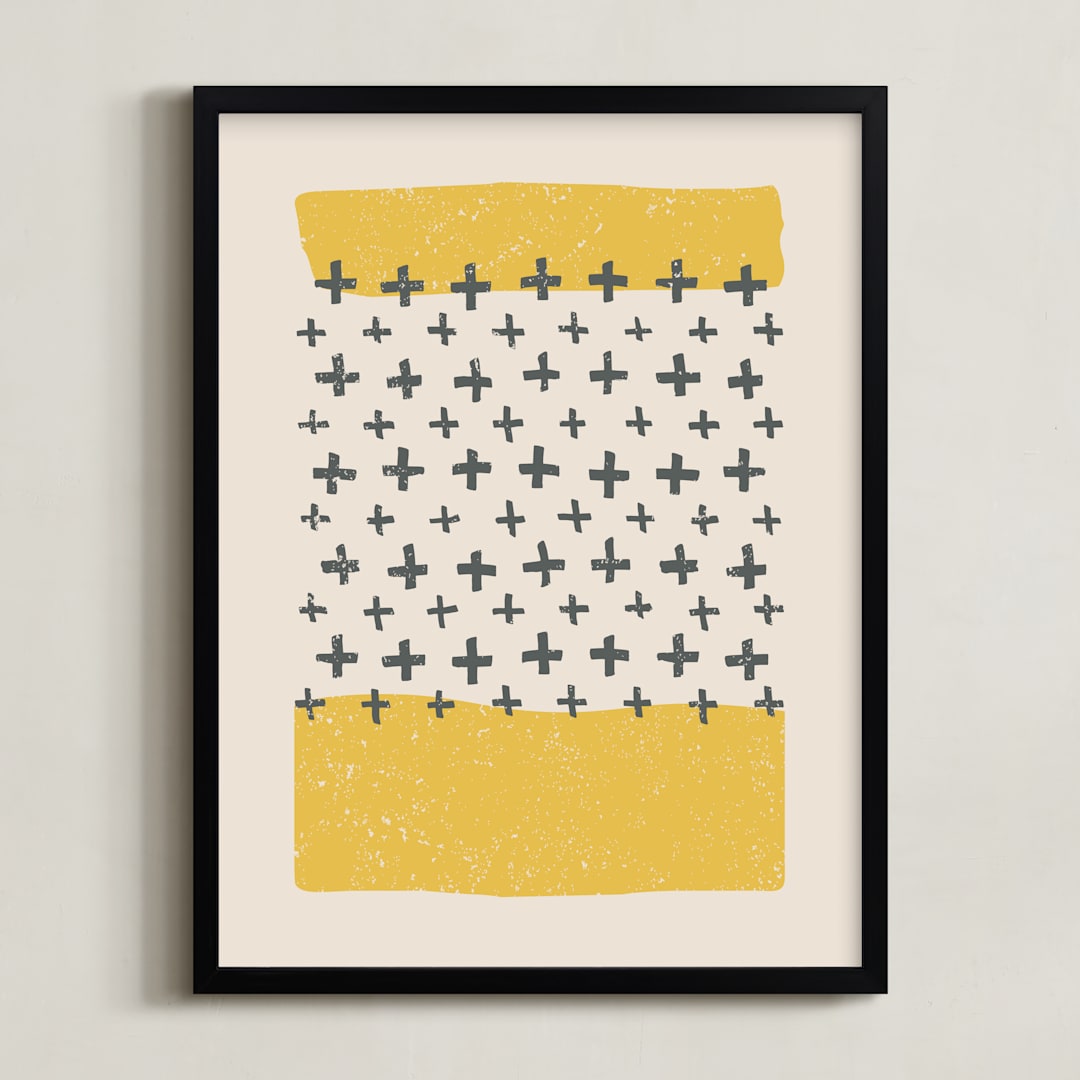 "Positivity" - Art Print in Saffron by Rochelle Renee - Framed